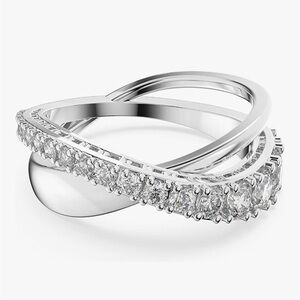 NEW Swarovski Twist Crystal Ring Rhodium Finish